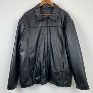 H&H Men size XL Black Leather Jacket